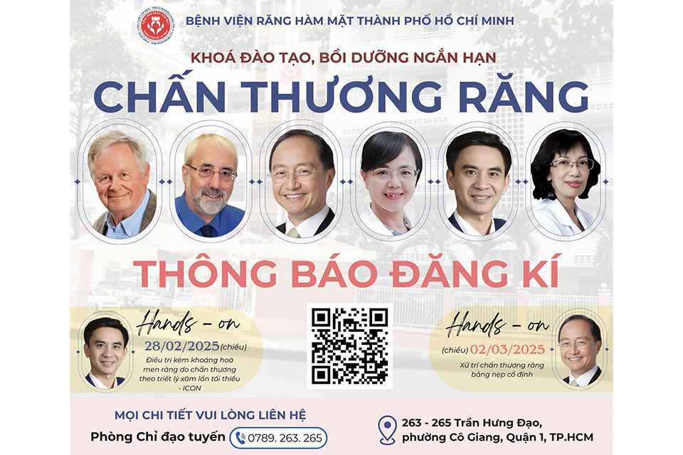 Bệnh viện Răng Hàm Mặt TPHCM thông báo chương trình đào tạo và thực hành về chủ đề “Chấn thương răng”