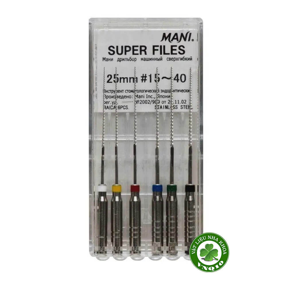Trâm dẻo nong máy Super files Mani - Vĩ 6 cây