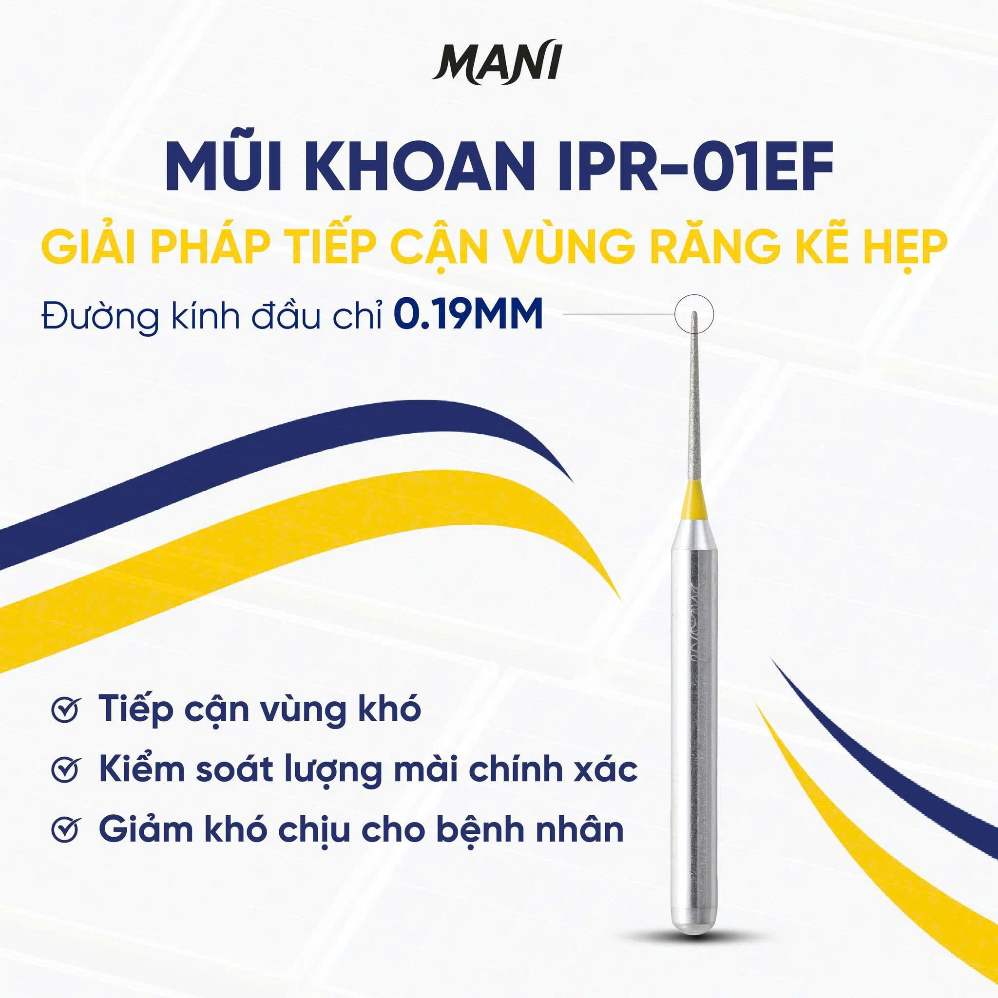 Mũi khoan kim cương IPR-01EF MANI &ndash; Giải pháp mài kẽ chính xác cho chỉnh nha hiện đại