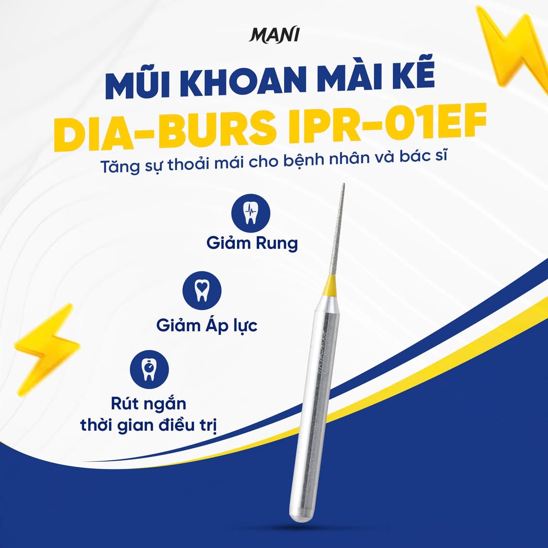 Mũi khoan kim cương IPR-01EF MANI &ndash; Giải pháp mài kẽ chính xác cho chỉnh nha hiện đại