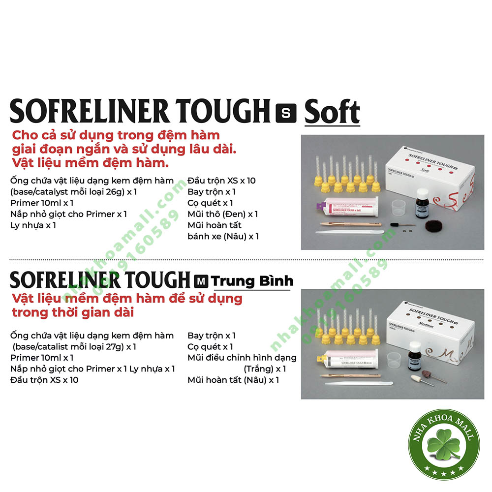 Vật liệu nhựa đệm hàm nhựa mềm Tokuyama Sofreliner Tough Soft - Medium S/M