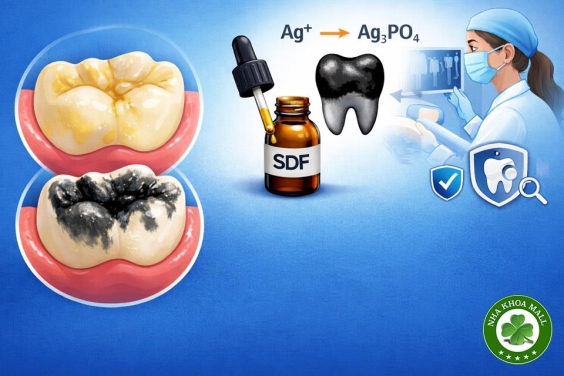 SDF có gây nhuộm đen khi có tình trạng thiểu khoáng răng hàm, răng cửa (MIH), nhưng không phải do sâu răng hay không?