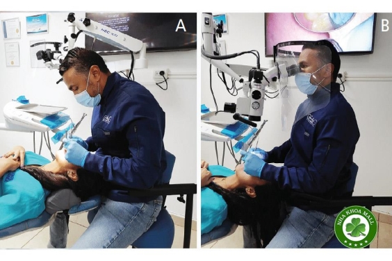 Sự kết hợp giữa ghế ngồi công thái học và kính hiển vy trong nha khoa